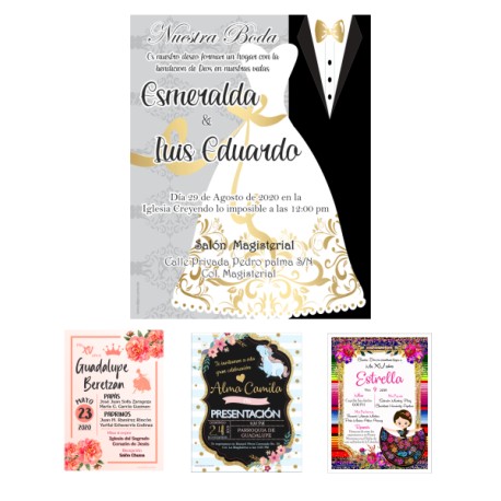 25 INVITACIONES 15CM X 19CM