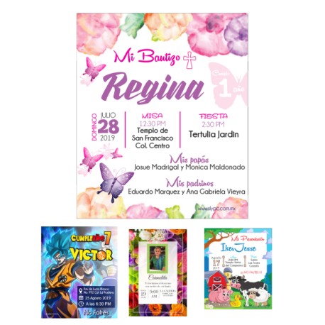 25 INVITACIONES 12CM X 15CM