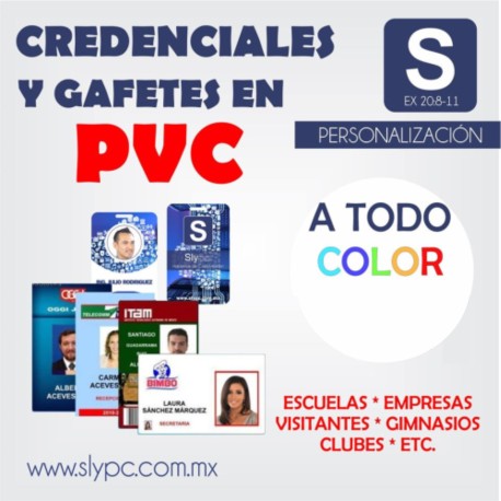 CREDENCIALES-GAFFETES EN PVC IMP 2 CARAS 10 PIEZAS