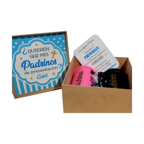 CAJITA QUIEREN SER MIS PADRINOS CON VASOS